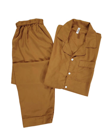 Menβs Solid Mustard Linen
